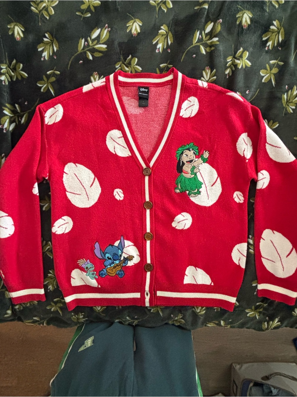 Disney Lilo & Stitch Embroidered Button-Up Cardigan Sweater